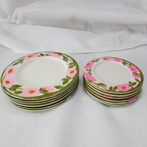 VTG Childs Play Kitchen Plastic Plates 12 Desert Rose Size 4" and 3" Tea Party